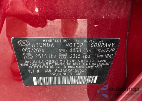 2025 Hyundai Sonata Sel from USA, damaged, VIN KMHL64JA9SA456534